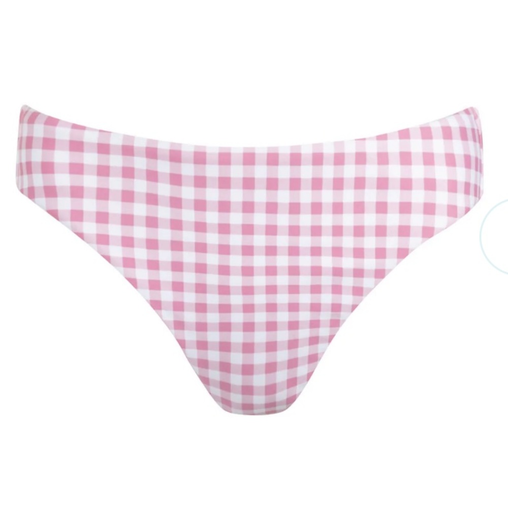 Minnow Blush Gingham Mid Rise Bikini Bottom